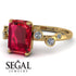 Emerald Cut Ruby Ring With Bezel - Alina No. 10 image 3