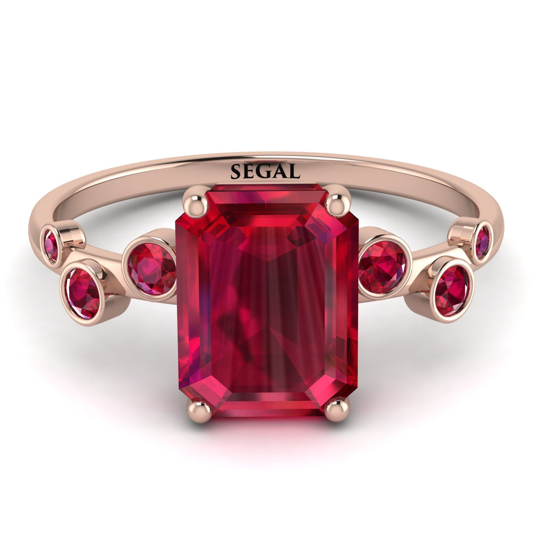 Emerald Cut Ruby Ring With Bezel - Alina No. 56
