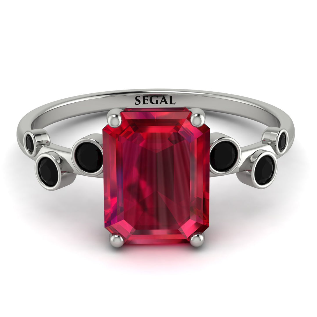 Emerald Cut Ruby Ring With Bezel - Alina No. 42