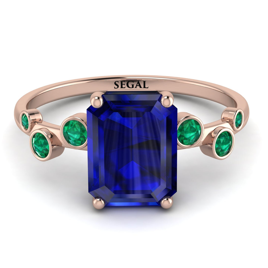 Emerald Cut Sapphire Ring With Bezel - Alina No. 29