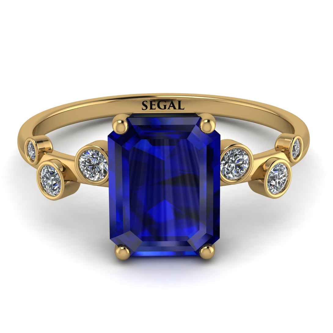 Emerald Cut Sapphire Ring With Bezel - Alina No. 13