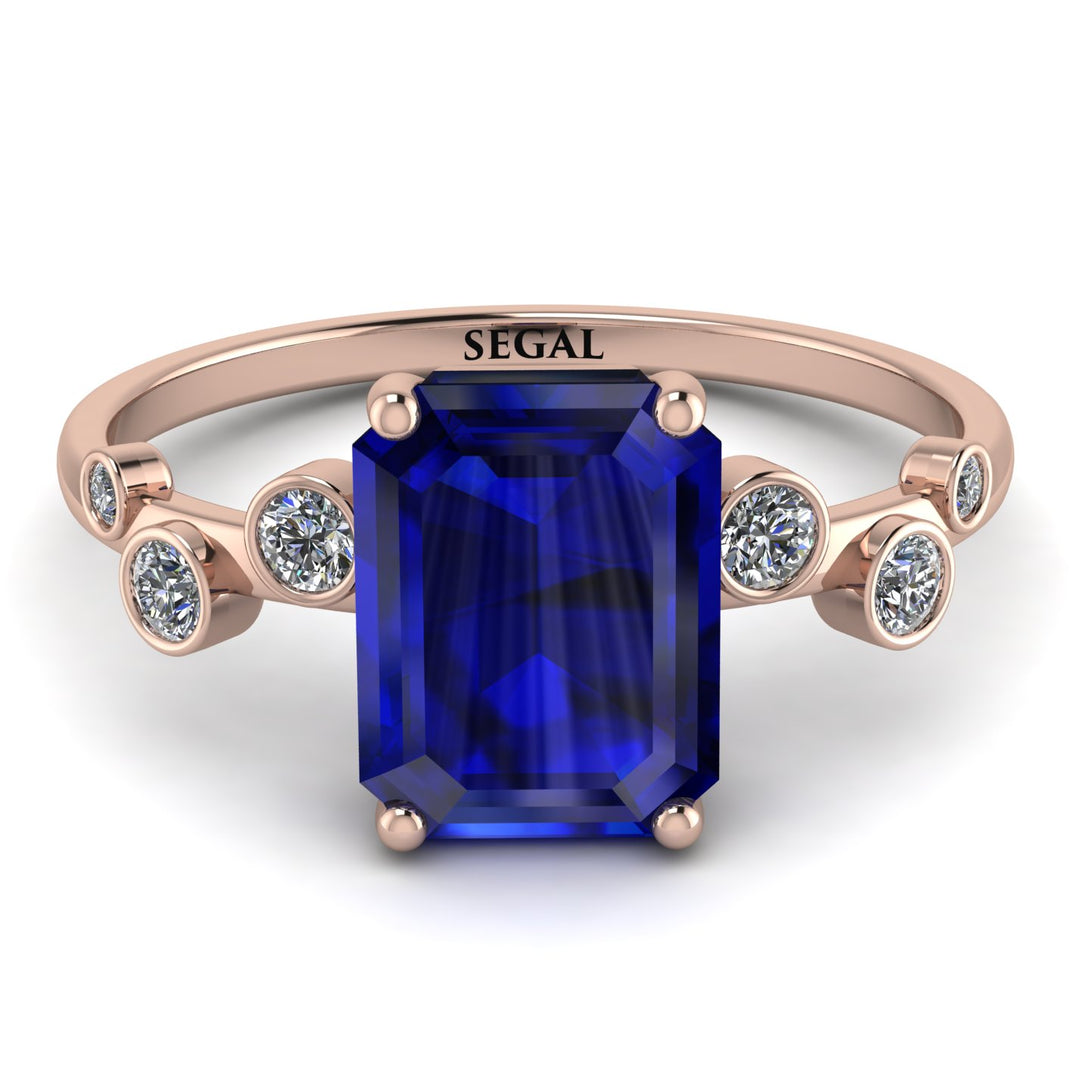 Emerald Cut Sapphire Ring With Bezel - Alina No. 14