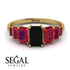 Emerald Cut Black Diamond Geometrical Ring - Briella No. 52 image 15