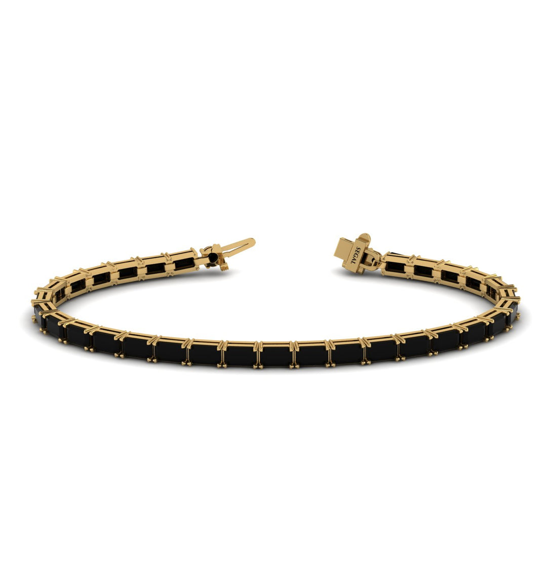 Emerald Cut Black Diamond Tennis Bracelet - Rachel No. 7