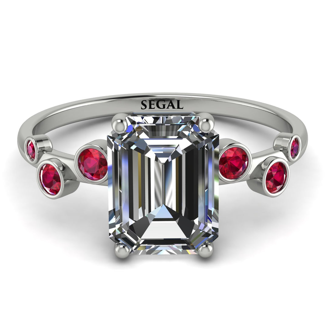 Emerald Cut Diamond Ring With Bezel - Alina No. 48