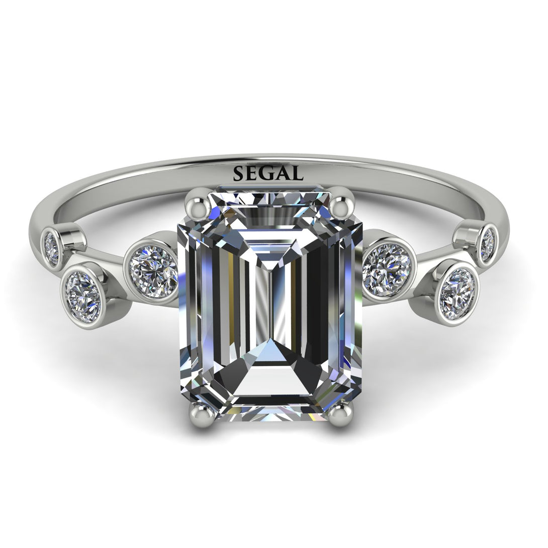 Emerald Cut Diamond Ring With Bezel - Alina No. 3