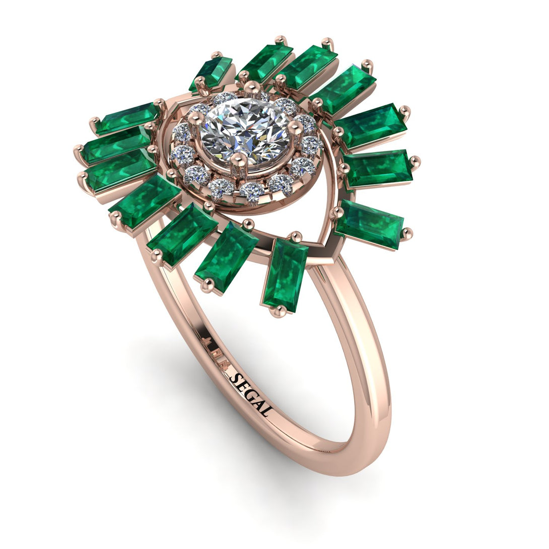 Halo Baguette Diamond Ring - Diana No. 17