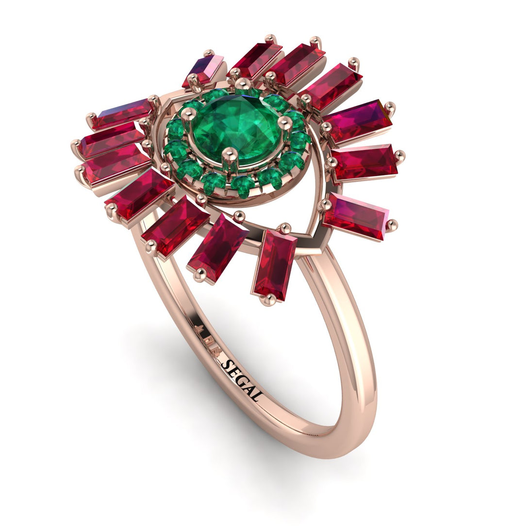 Halo Baguette Emerald Ring - Diana No. 50