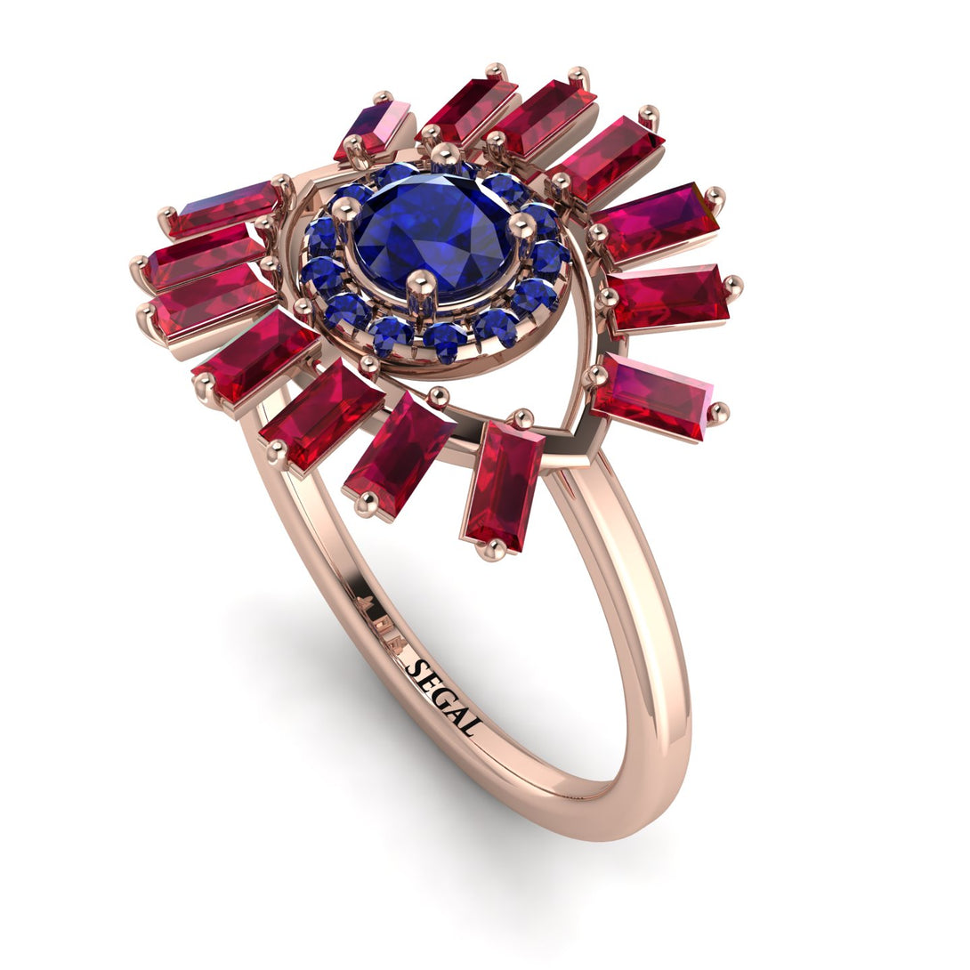 Halo Baguette Sapphire Ring - Diana No. 59