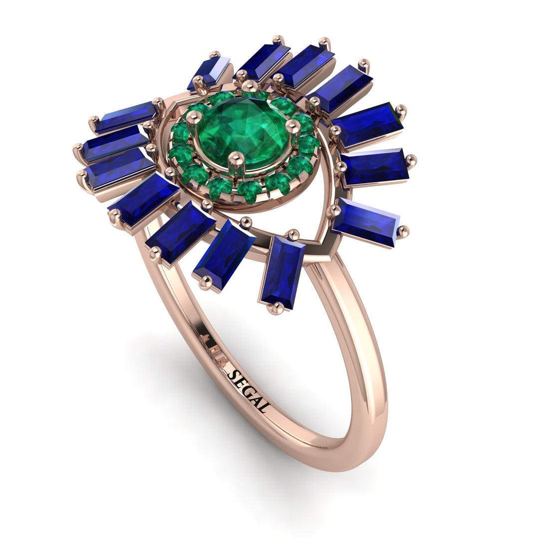 Halo Baguette Emerald Ring - Diana No. 65