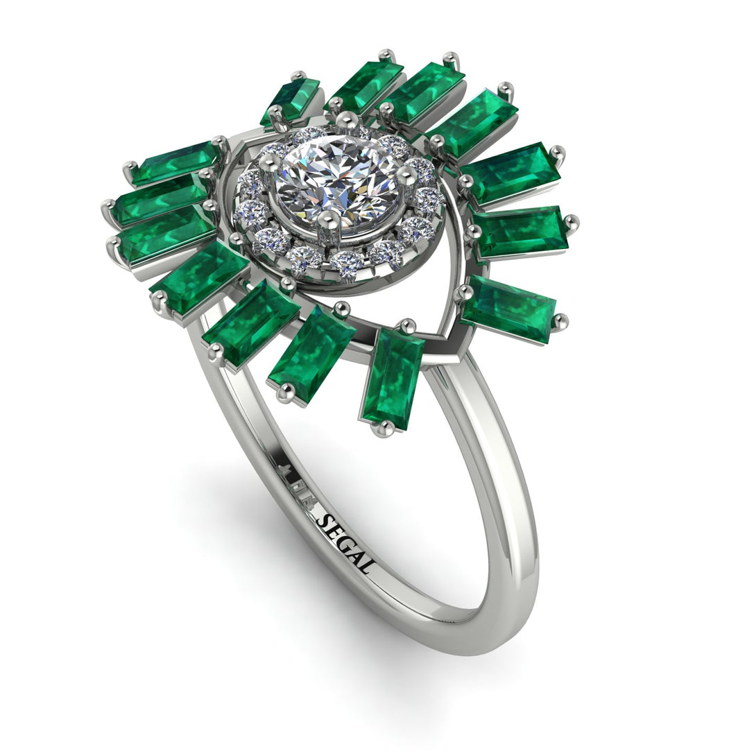 Halo Baguette Diamond Ring - Diana No. 18