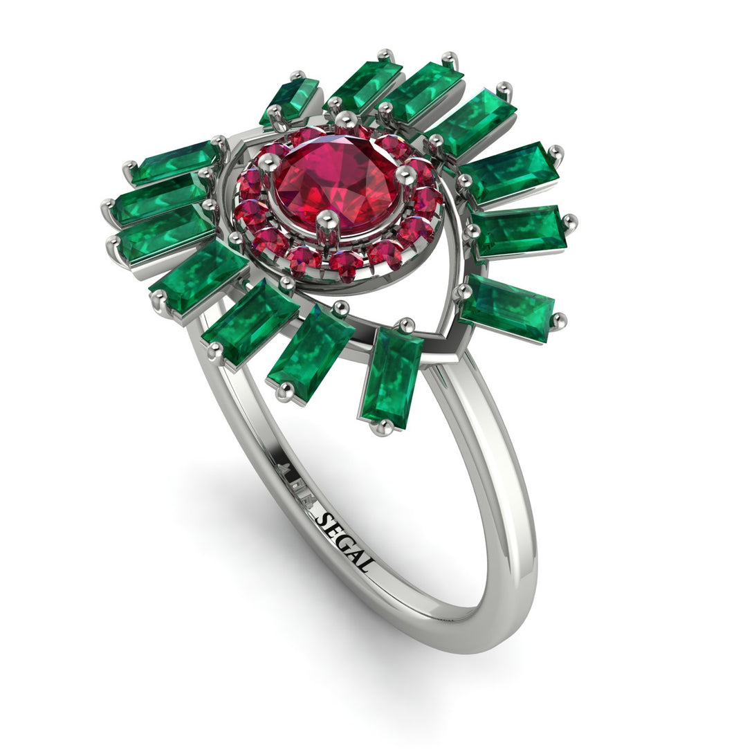 Halo Baguette Ruby Ring - Diana No. 27