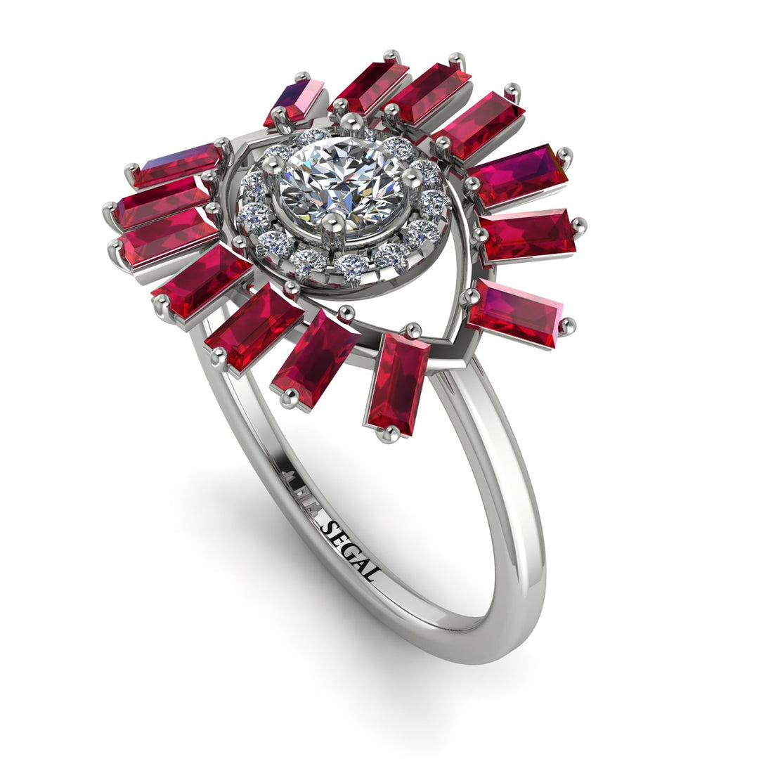 Halo Baguette Diamond Ring - Diana No. 48