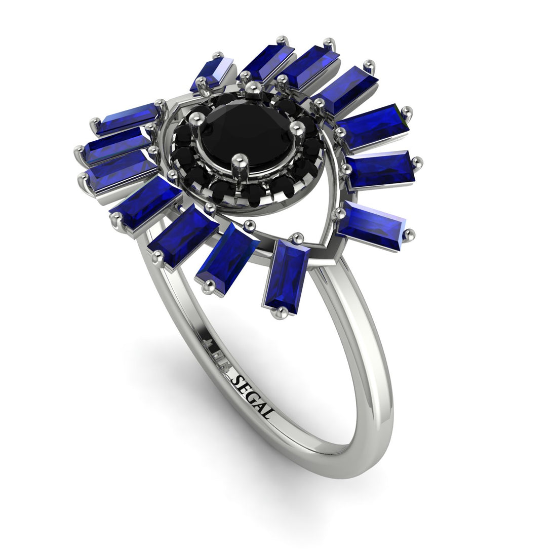 Halo Baguette Black Diamond Ring - Diana No. 69