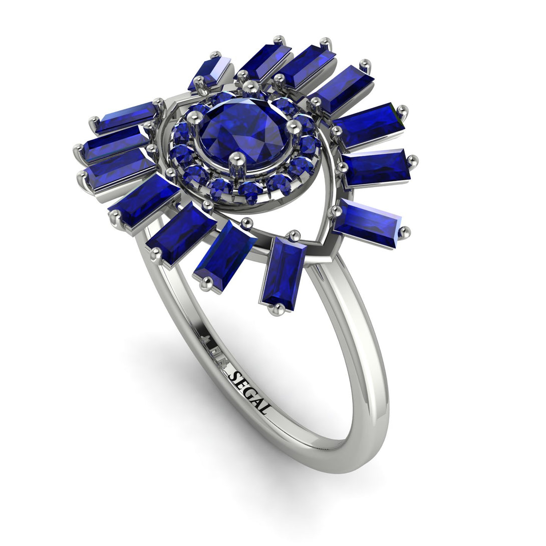 Halo Baguette Sapphire Ring - Diana No. 75