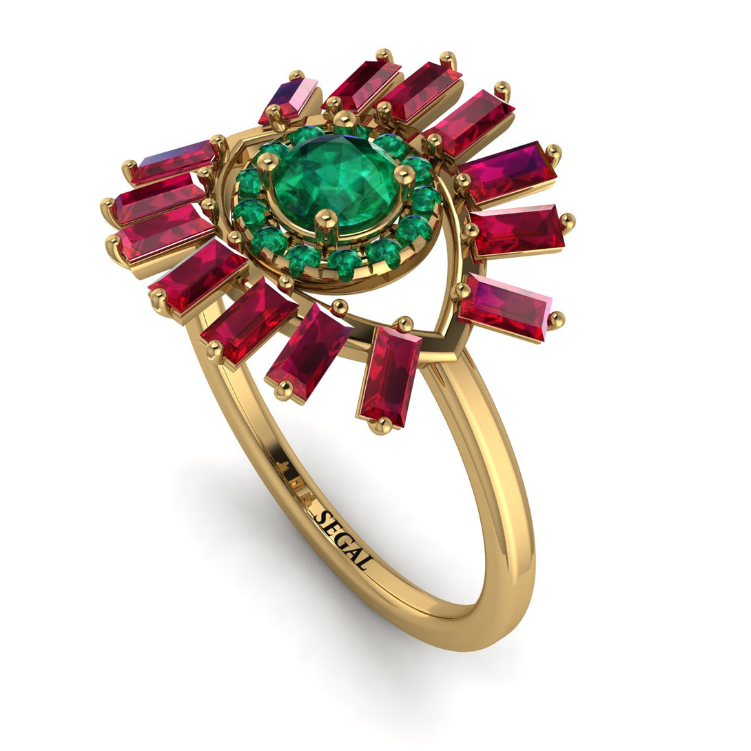 Halo Baguette Emerald Ring - Diana No. 49