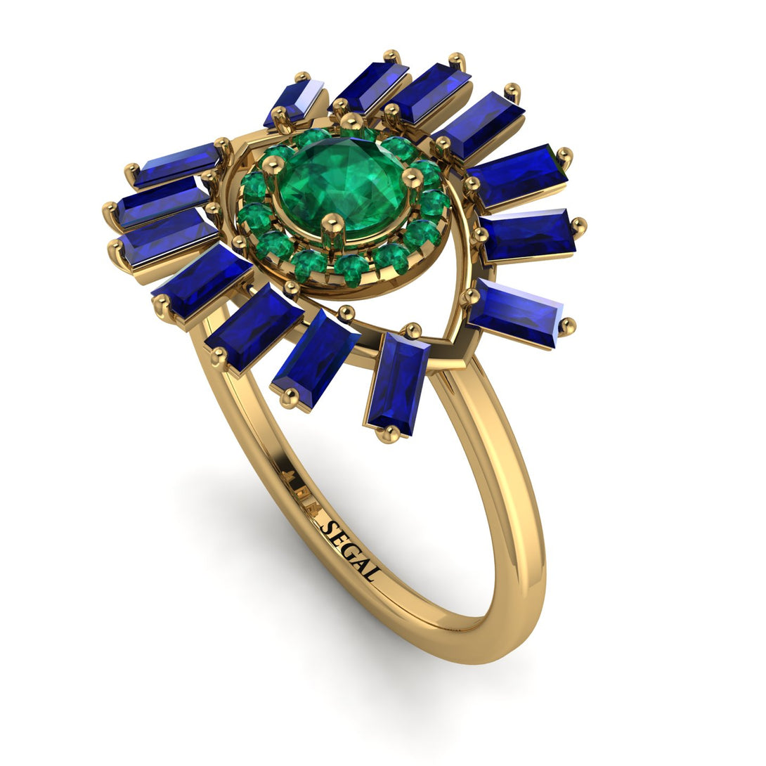 Halo Baguette Emerald Ring - Diana No. 64