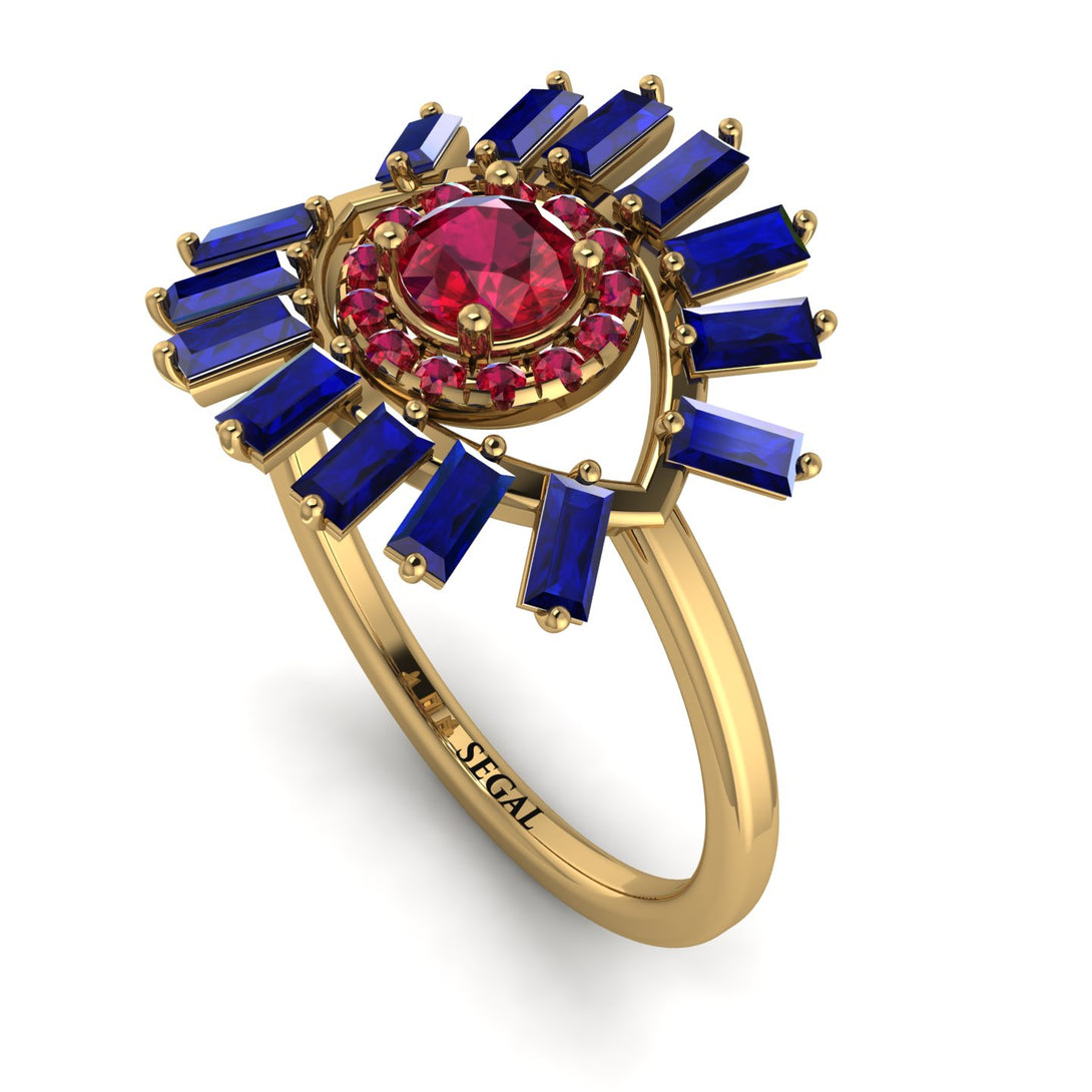 Halo Baguette Ruby Ring - Diana No. 70