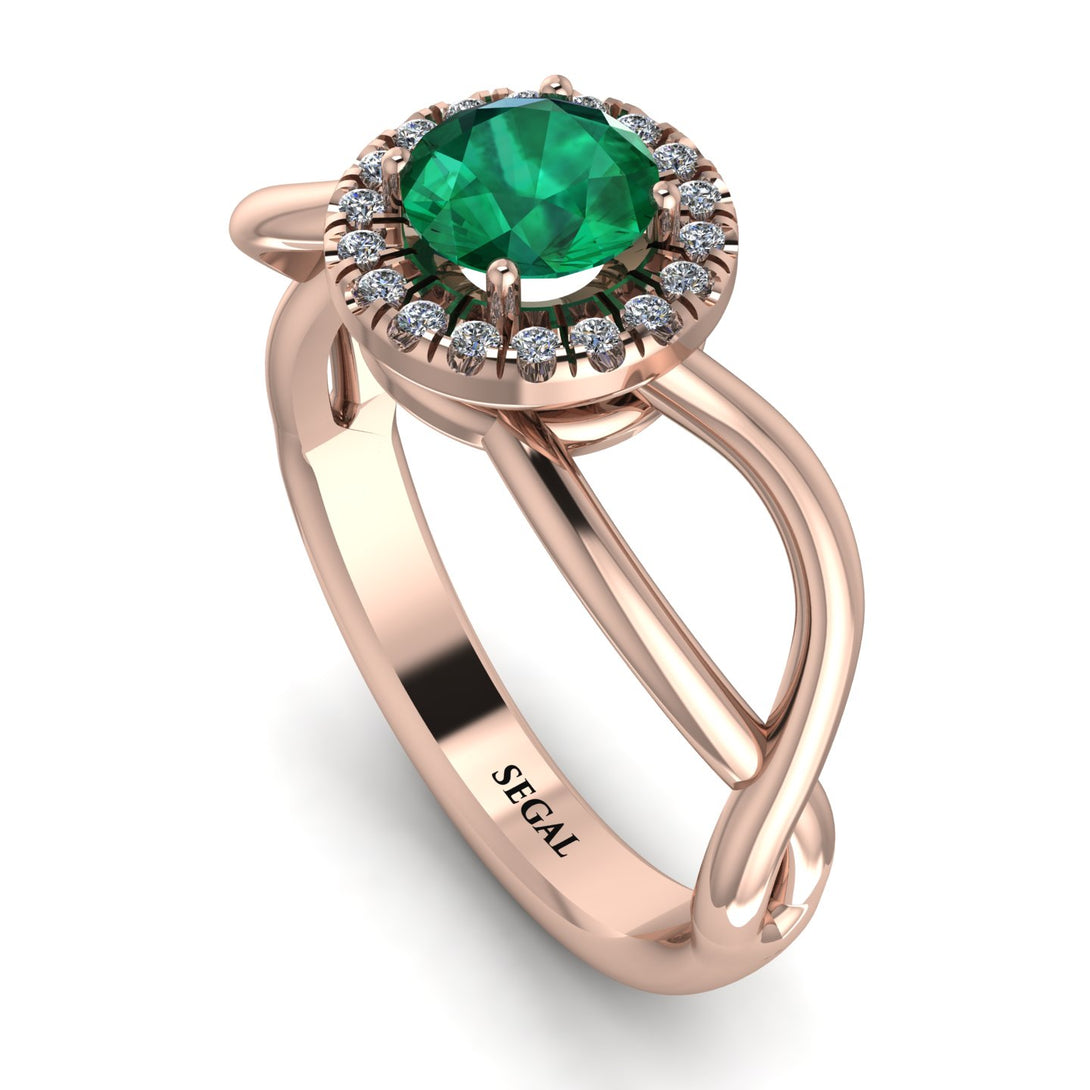 Split Shank Halo Emerald Engagement Ring - Adriana No. 5
