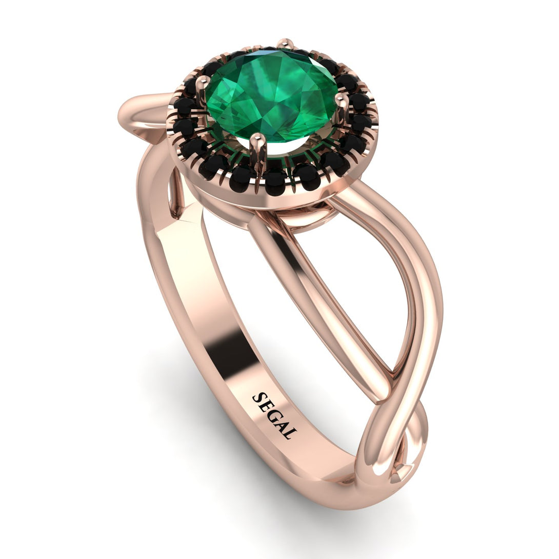 Split Shank Halo Emerald Engagement Ring - Adriana No. 35