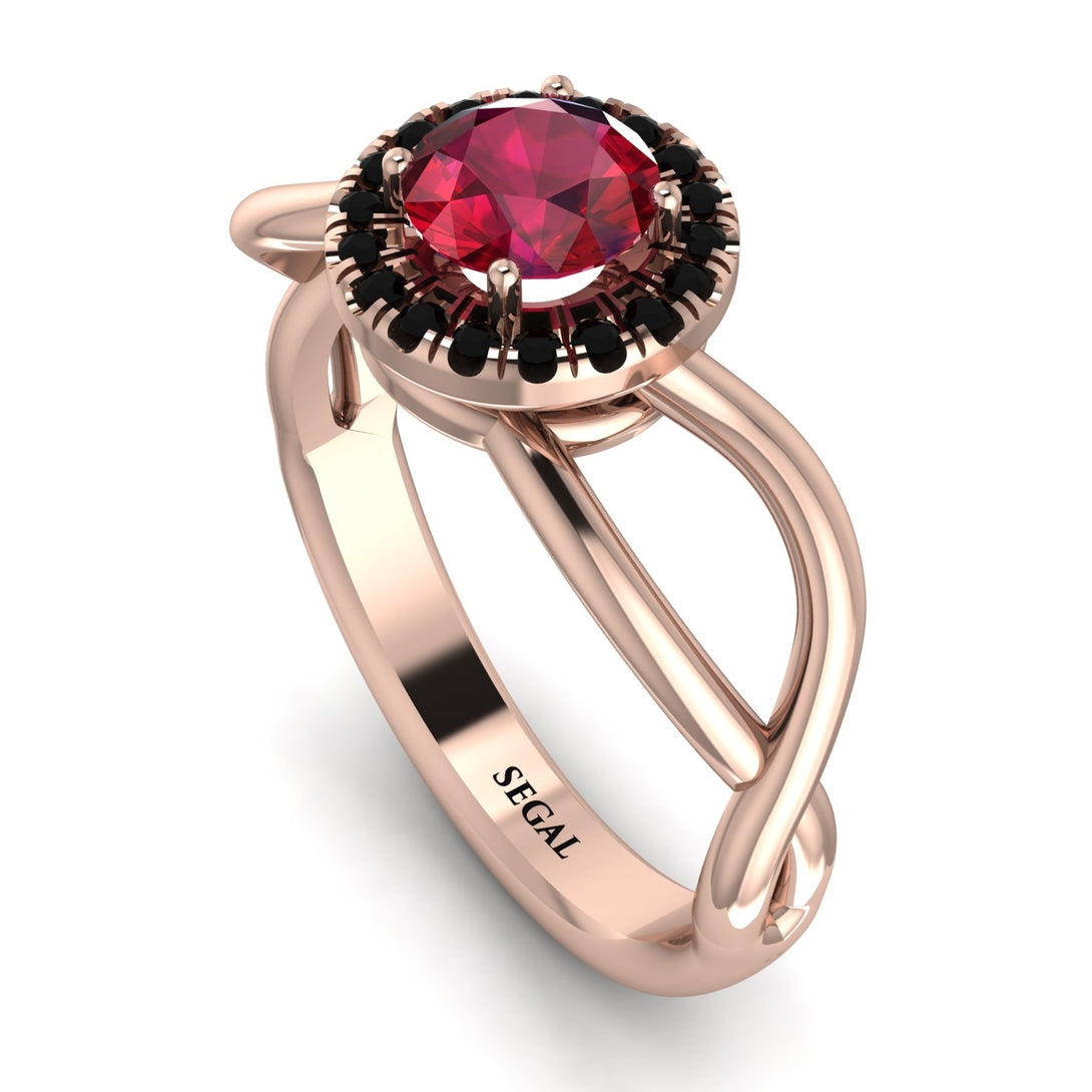 Split Shank Halo Ruby Engagement Ring - Adriana No. 41