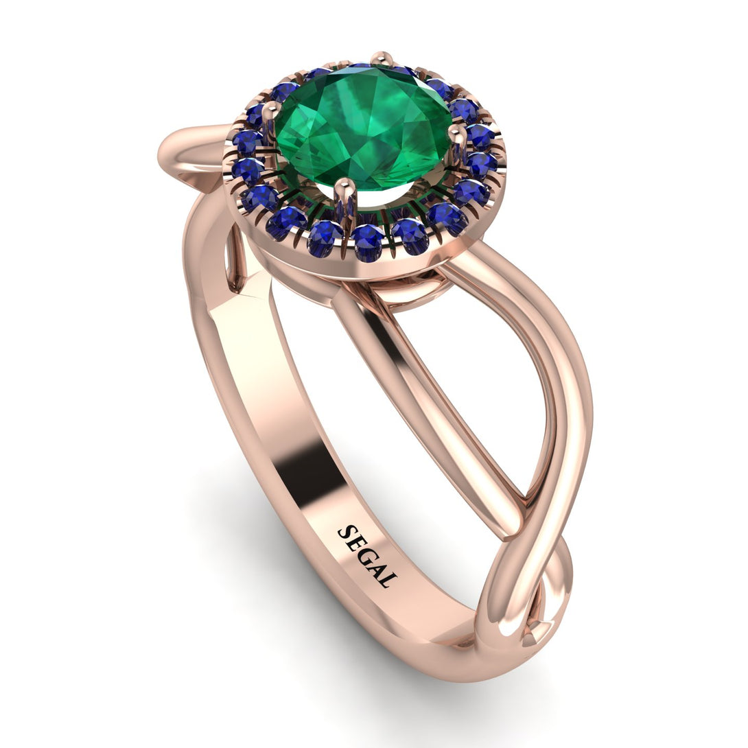 Split Shank Halo Emerald Engagement Ring - Adriana No. 65