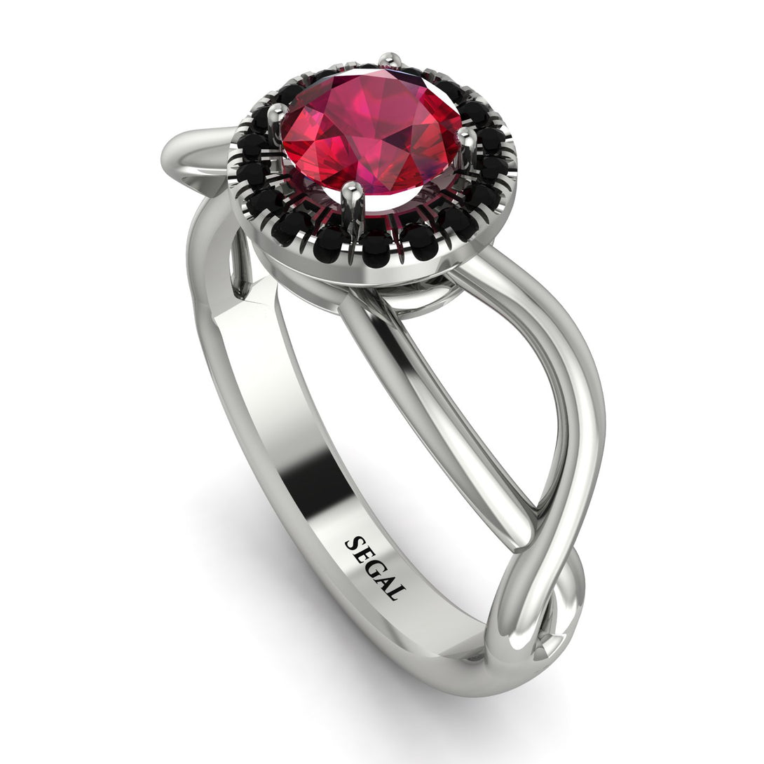 Split Shank Halo Ruby Engagement Ring - Adriana No. 42