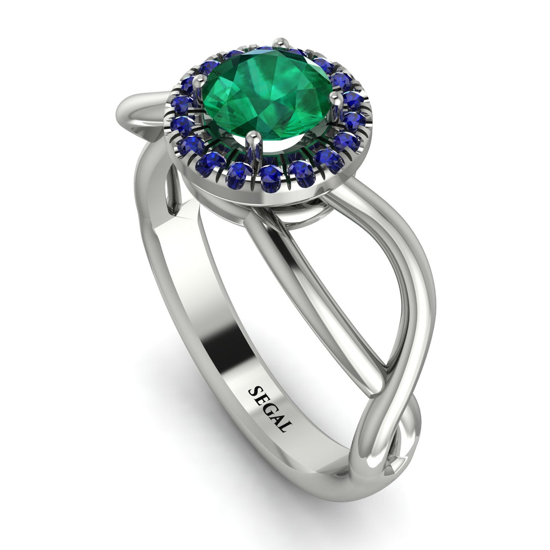 Split Shank Halo Emerald Engagement Ring - Adriana No. 66