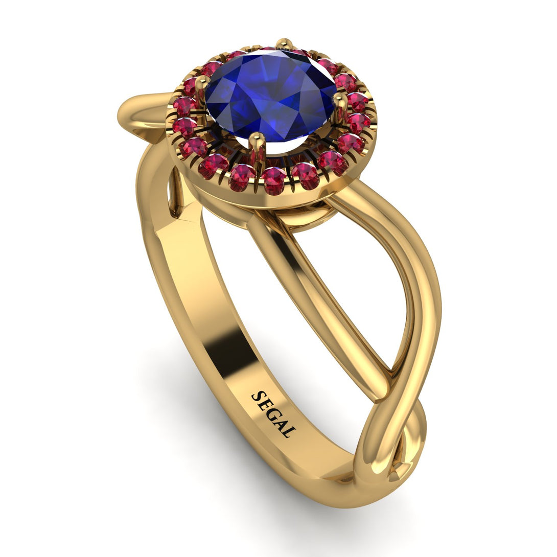 Split Shank Halo Sapphire Engagement Ring - Adriana No. 58
