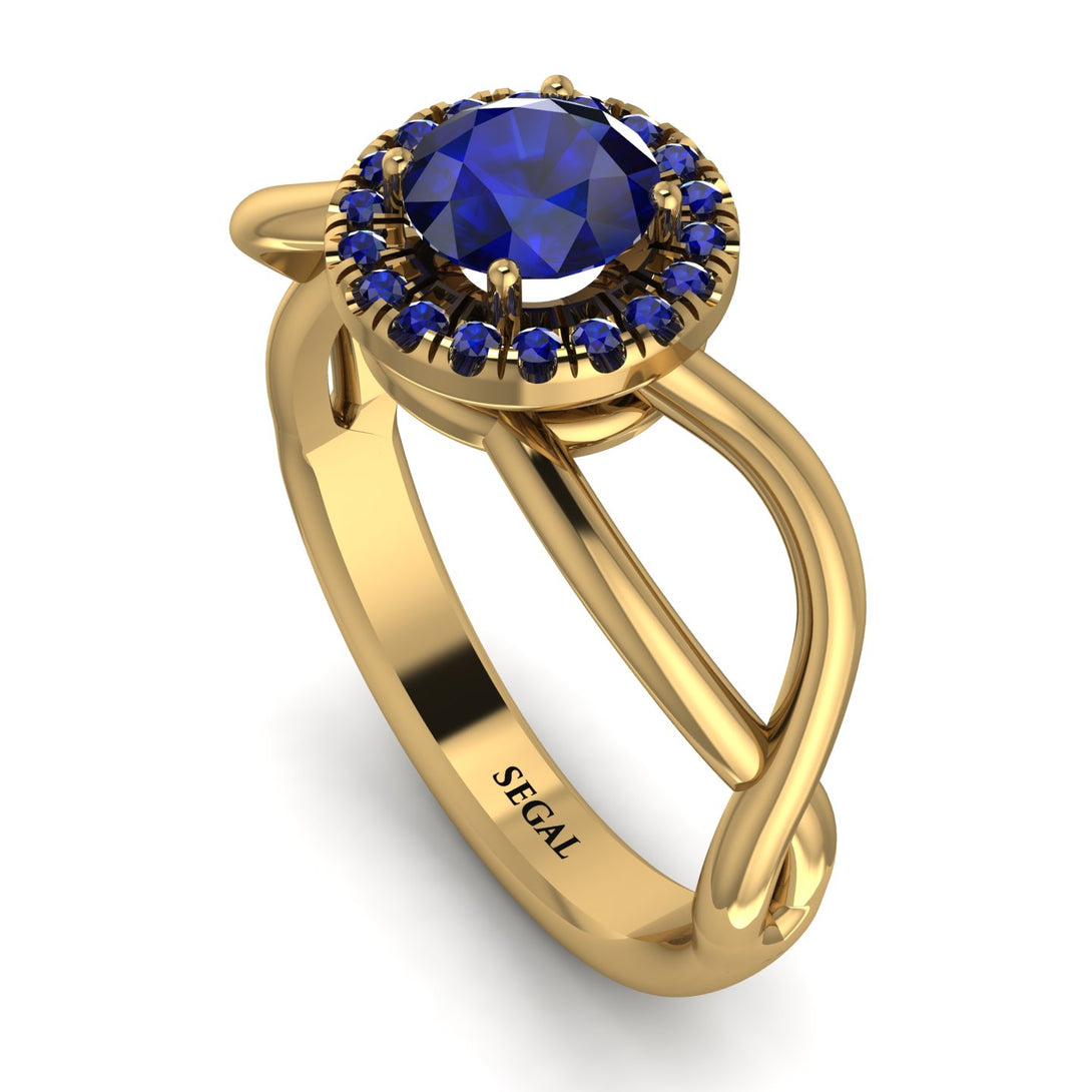 Split Shank Halo Sapphire Engagement Ring - Adriana No. 73