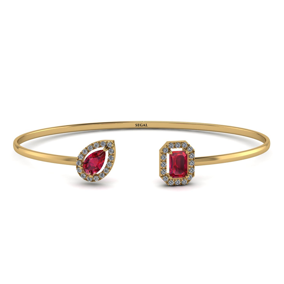 Geometric Pearl And Emerald Ruby Bracelet - Catherine No. 10