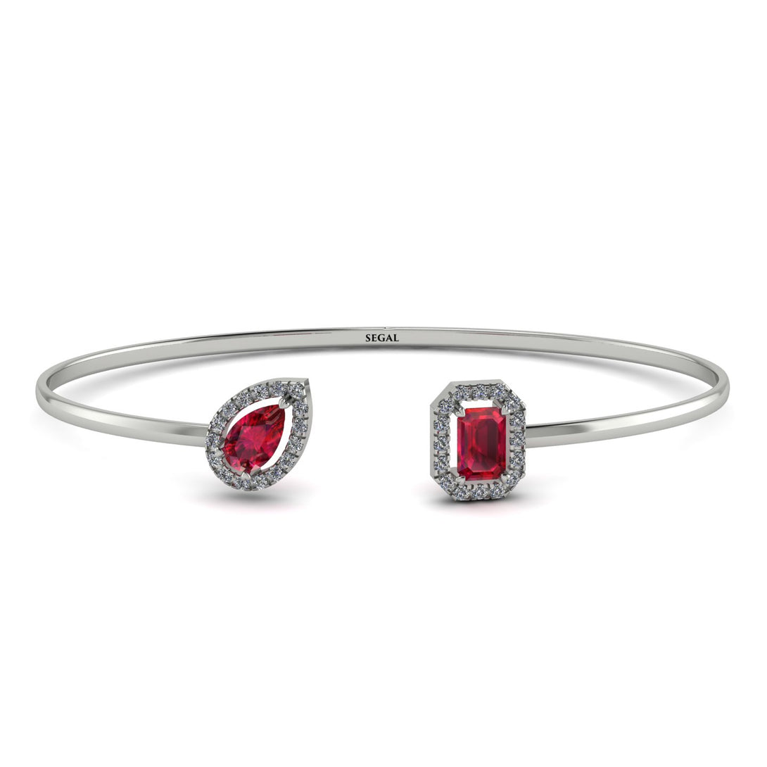 Geometric Pearl And Emerald Ruby Bracelet - Catherine No. 12
