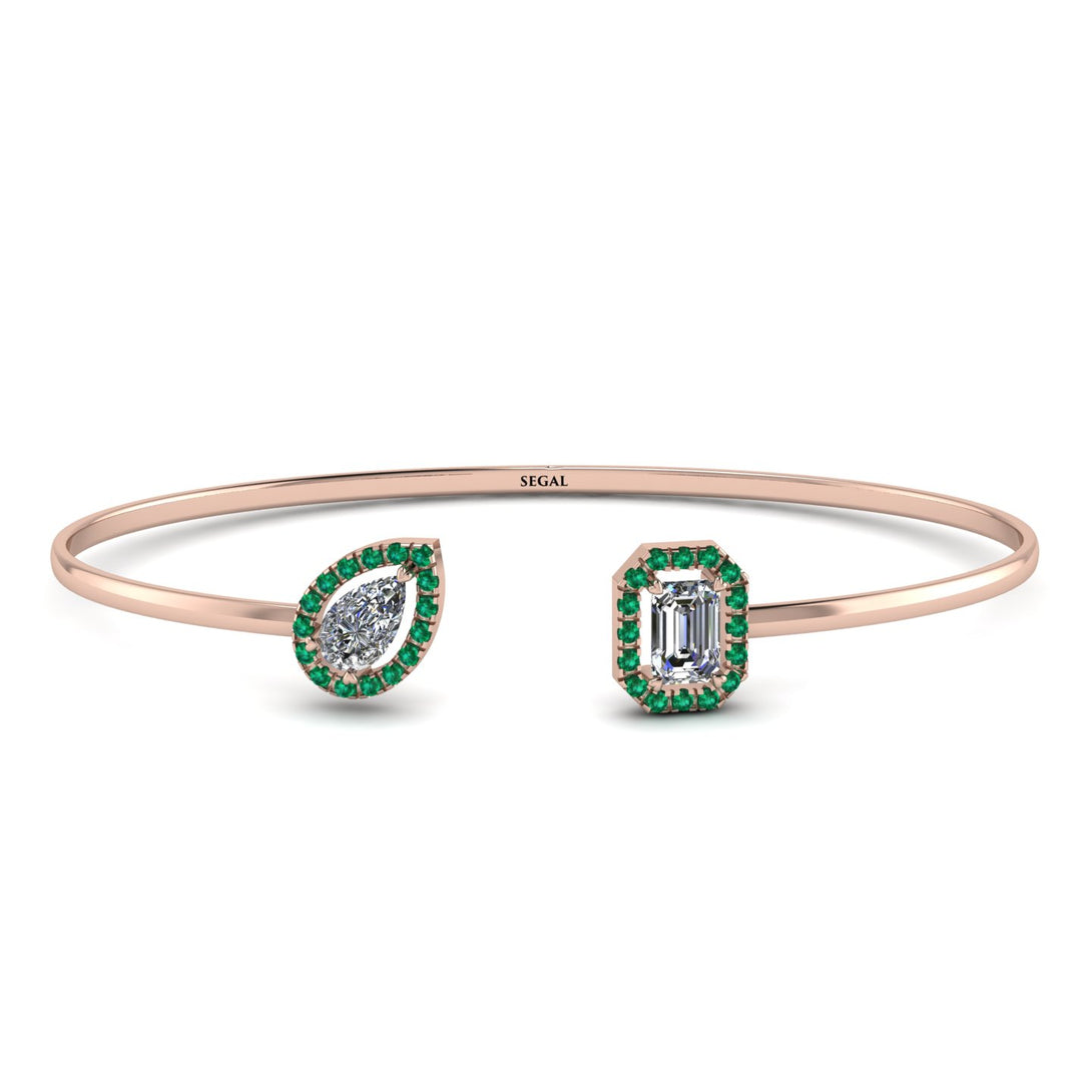Geometric Pearl And Emerald Diamond Bracelet - Catherine No. 17