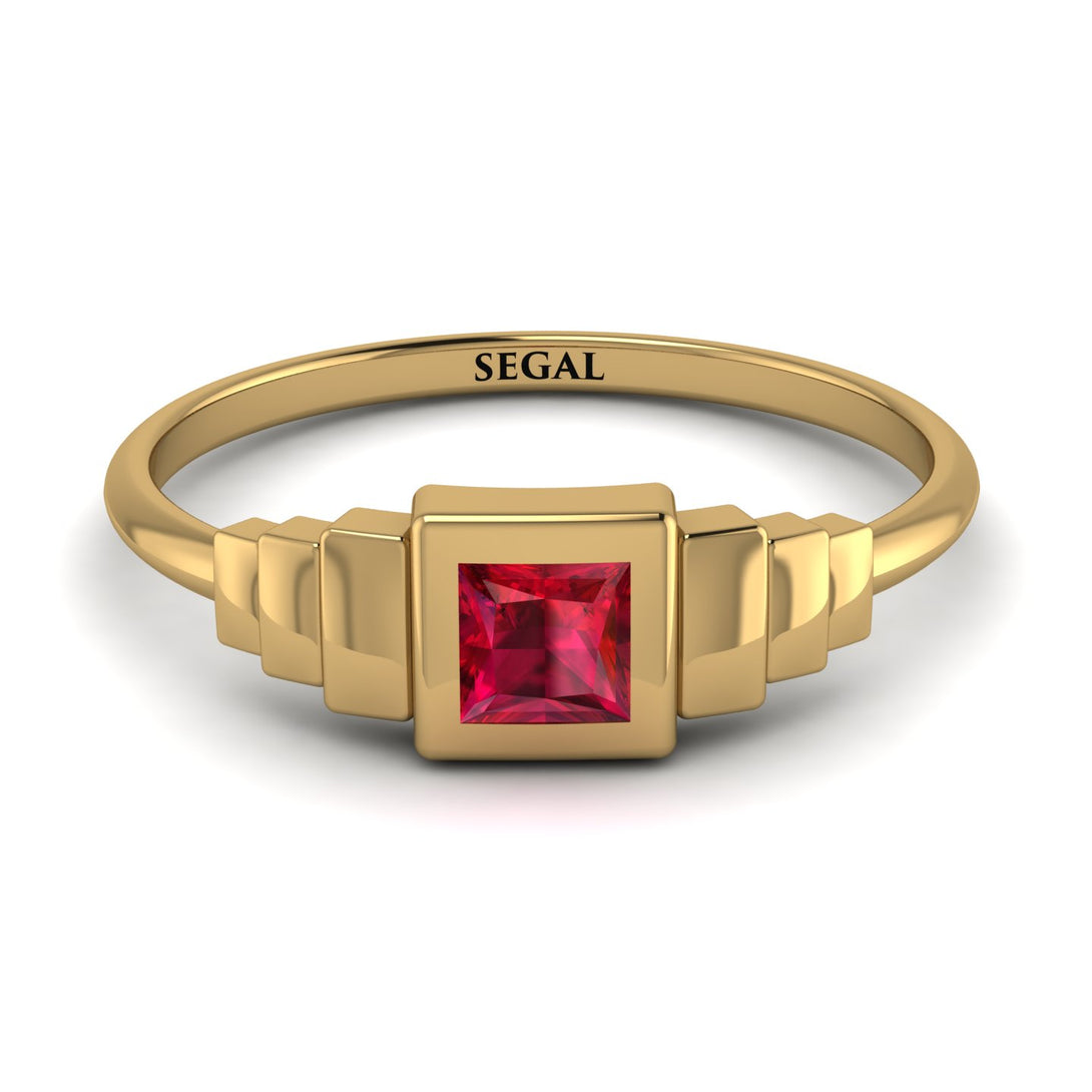 Geometric Princess Cut Ruby Ring - Everleigh No. 10