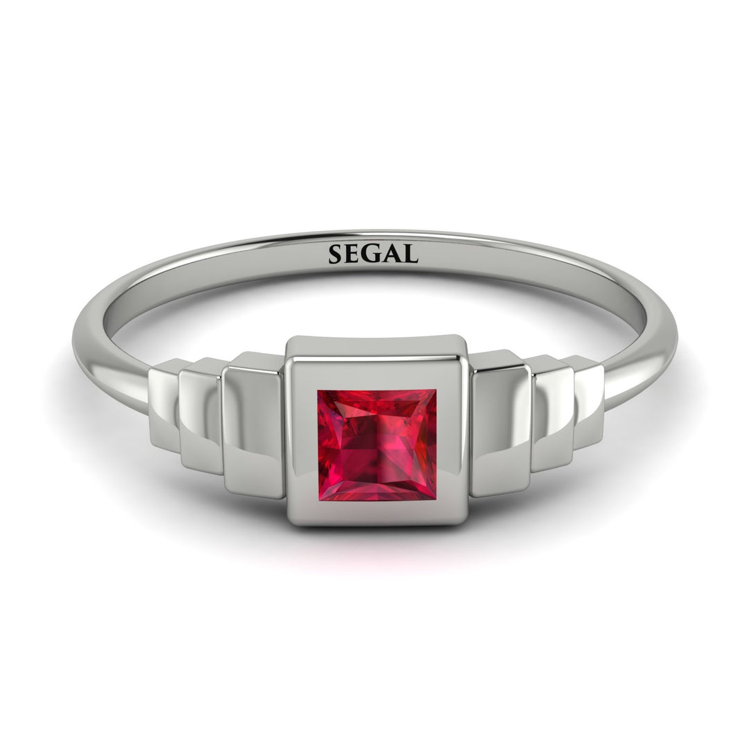 Geometric Princess Cut Ruby Ring - Everleigh No. 12