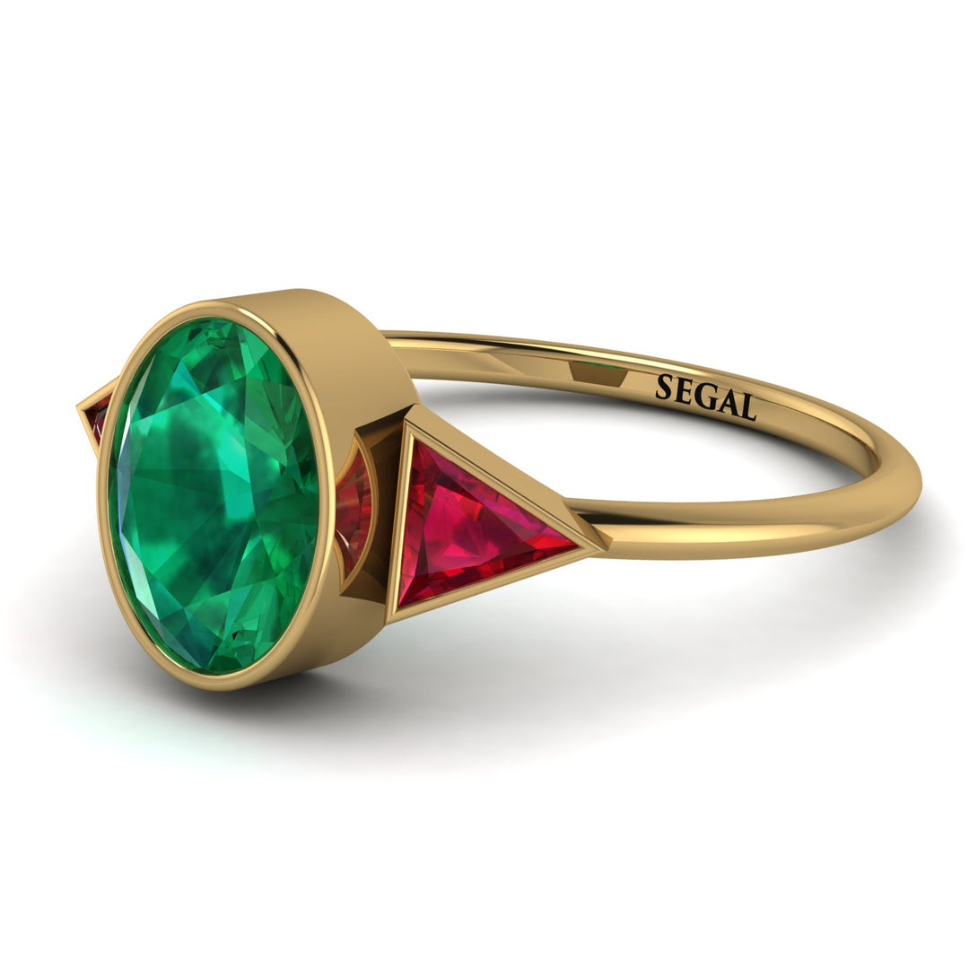 Geometrical Bezel Emerald Ring - Trinity No. 25