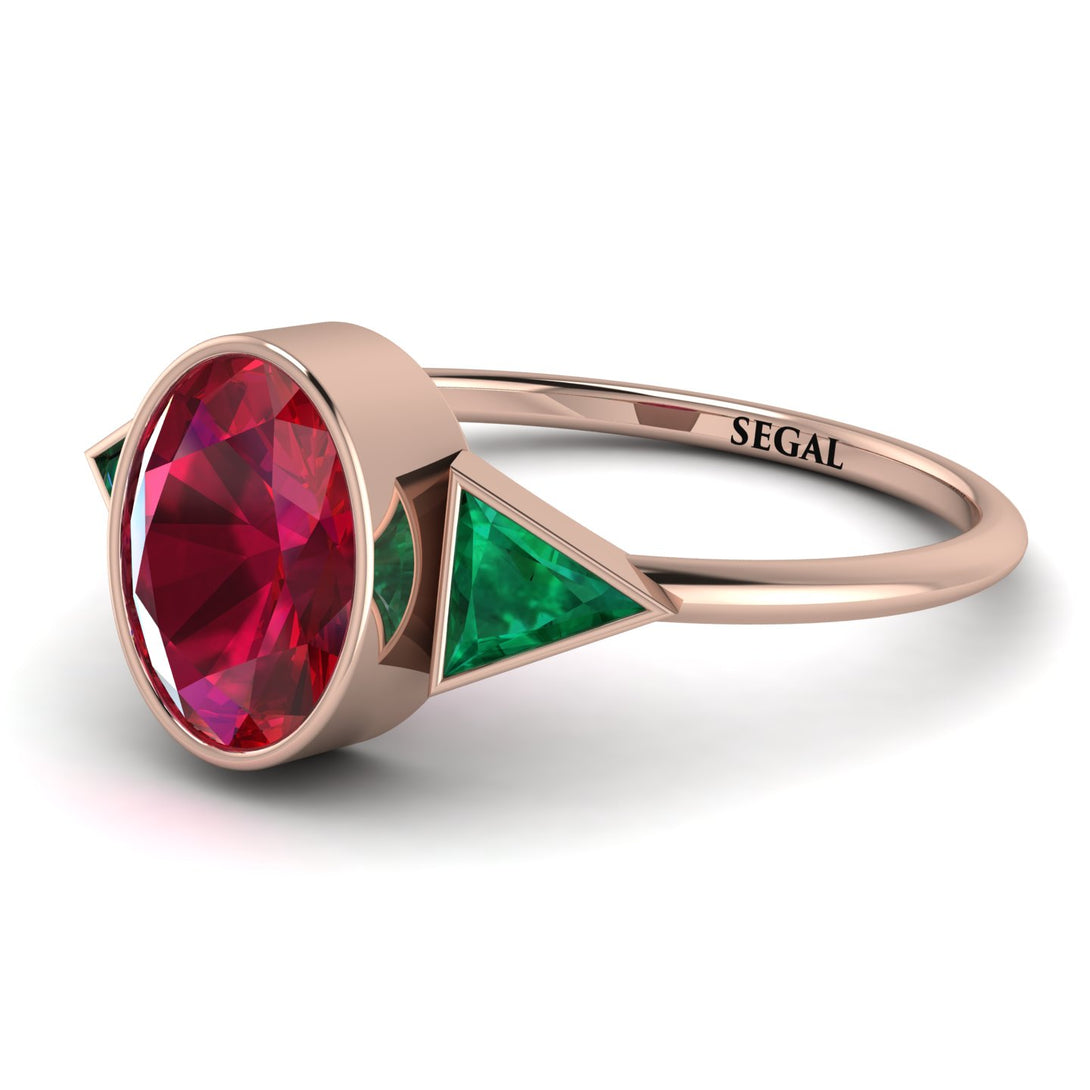Geometrical Bezel Ruby Ring - Trinity No. 50