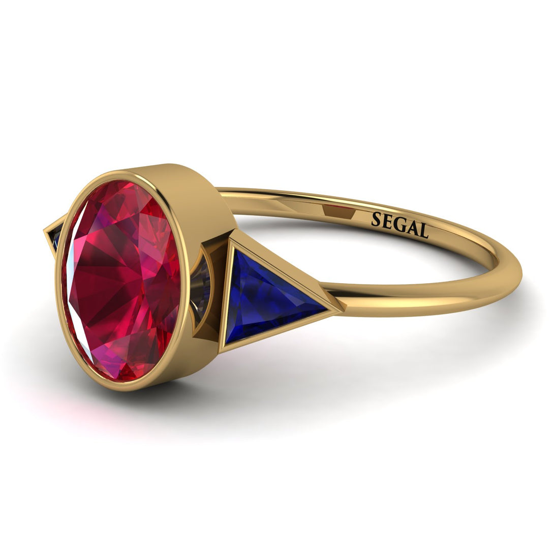 Geometrical Bezel Ruby Ring - Trinity No. 58