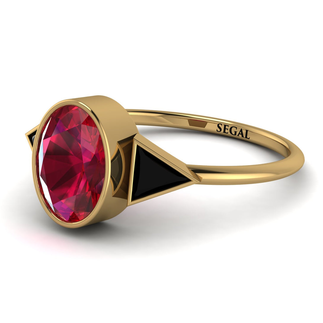 Geometrical Bezel Ruby Ring - Trinity No. 52
