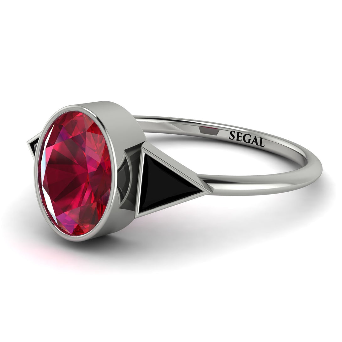 Geometrical Bezel Ruby Ring - Trinity No. 54