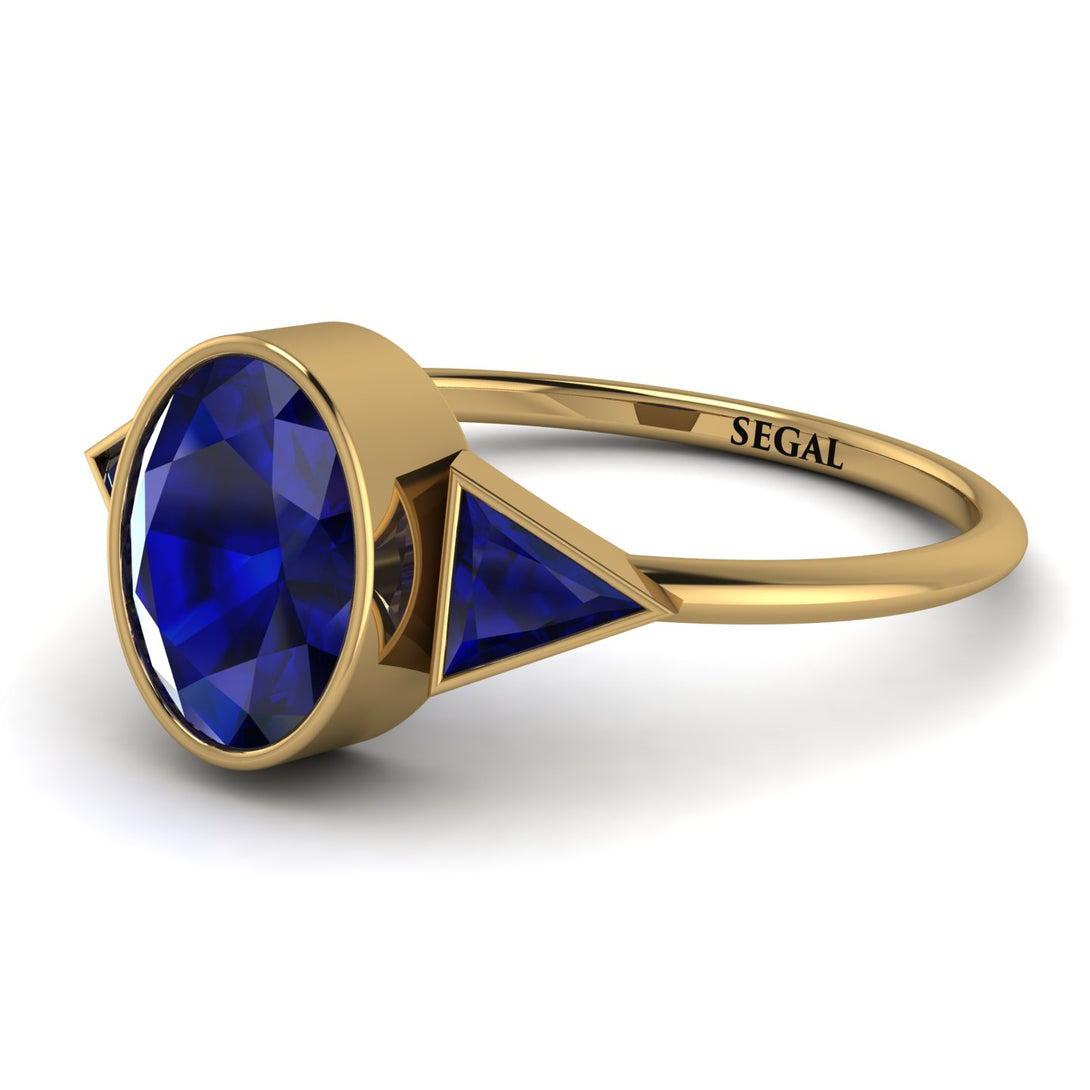 Geometrical Bezel Sapphire Ring - Trinity No. 73