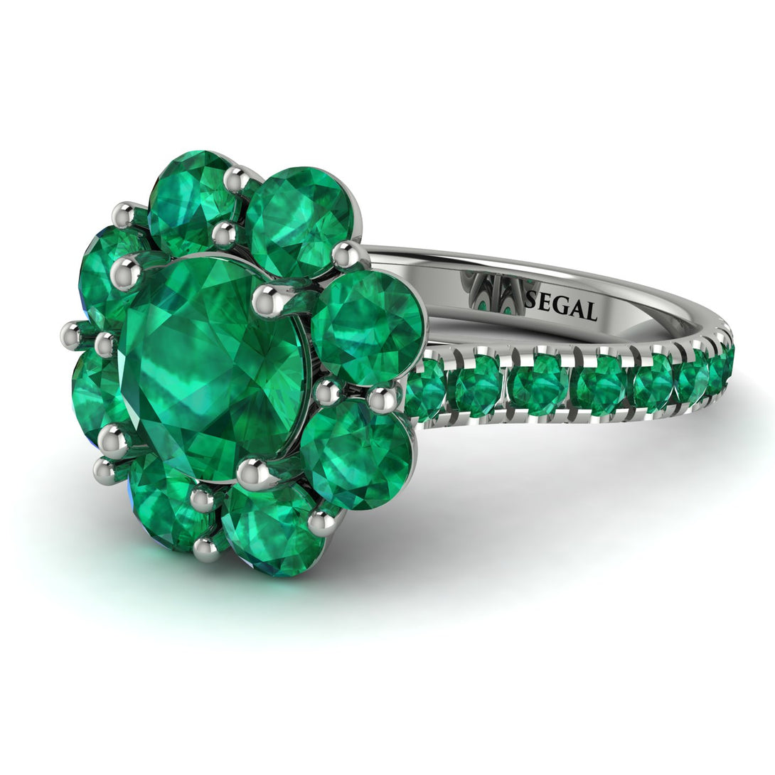 Glamorous Emerald Halo Engagement Ring - Amaya No. 21