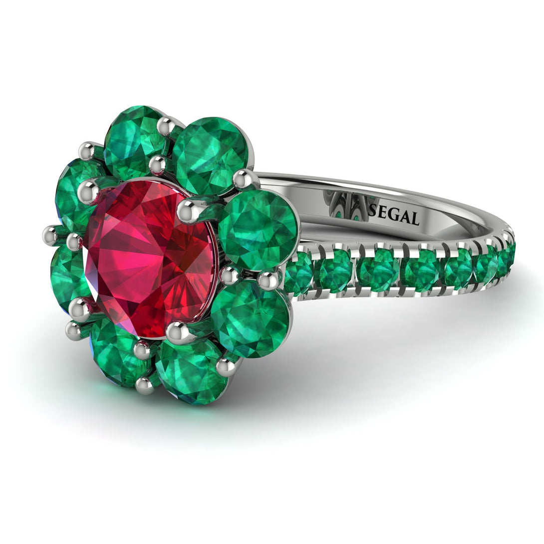 Glamorous Ruby Halo Engagement Ring - Amaya No. 27