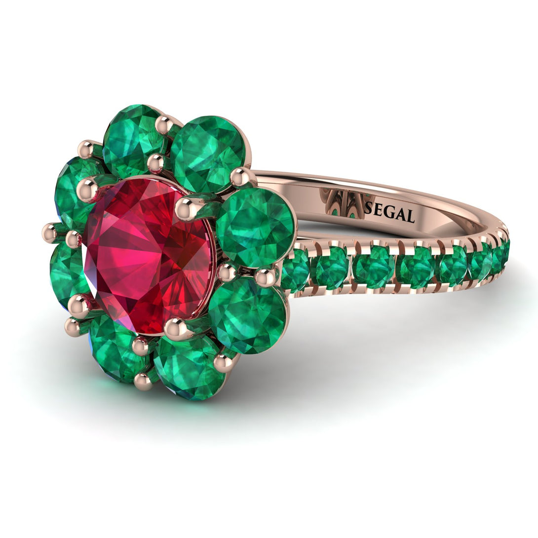 Glamorous Ruby Halo Engagement Ring - Amaya No. 26