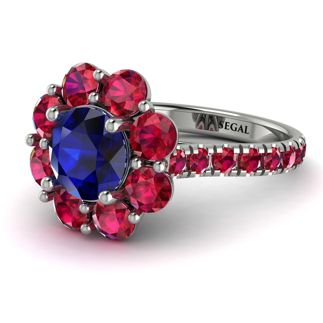 Glamorous Sapphire Halo Engagement Ring - Amaya No. 60