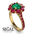 Glamorous Emerald Halo Engagement Ring - Amaya No. 49 image 2