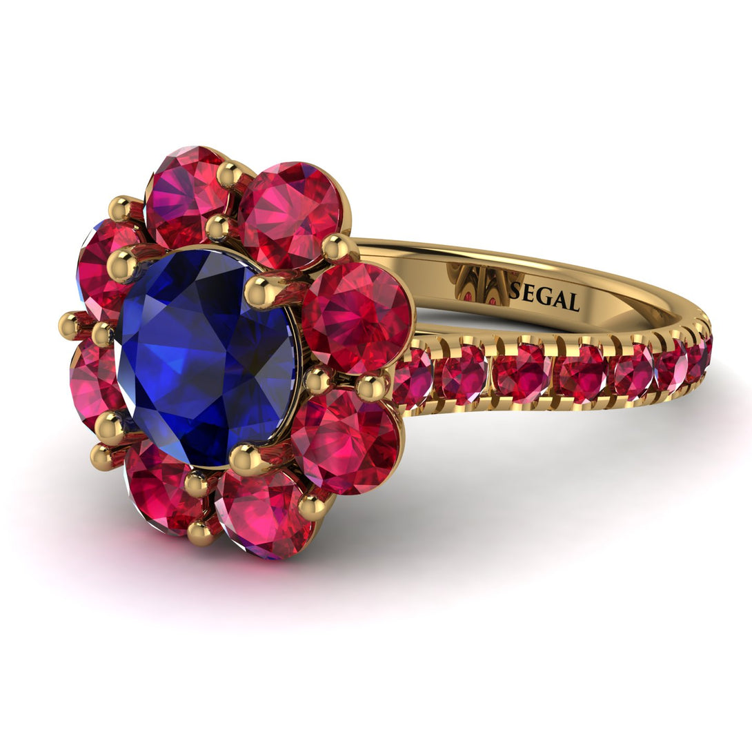 Glamorous Sapphire Halo Engagement Ring - Amaya No. 58
