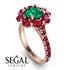 Glamorous Emerald Halo Engagement Ring - Amaya No. 50 image 2