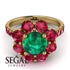 Glamorous Emerald Halo Engagement Ring - Amaya No. 49 image 3