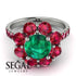 Glamorous Emerald Halo Engagement Ring - Amaya No. 51 image 3